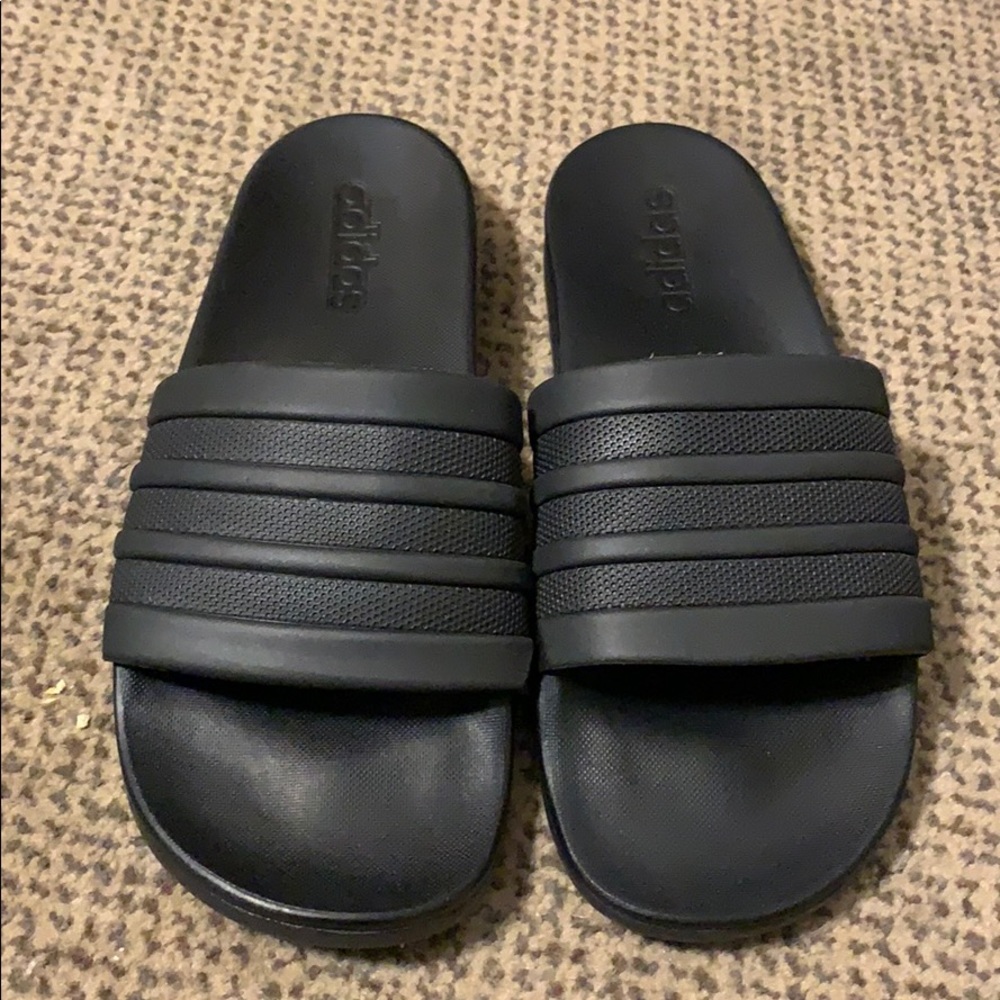 Black adidas slides